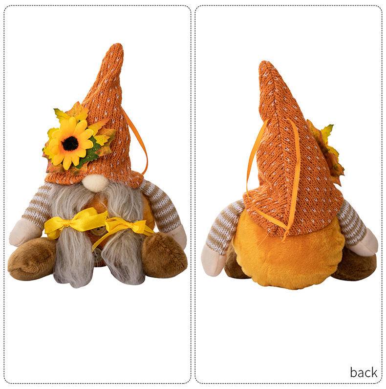 Thanksgiving Harvest Floral Striped Knit Gnome Ornament