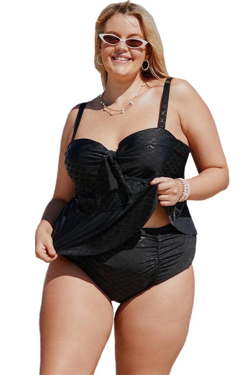 Plus Size Halter Neck Peplum Tankini