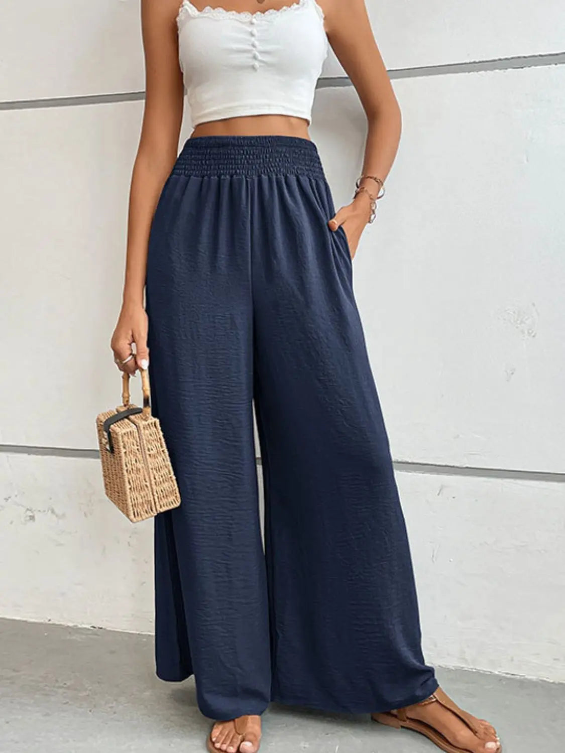 Wide Waistband Relax Fit Long Pants - Image #11