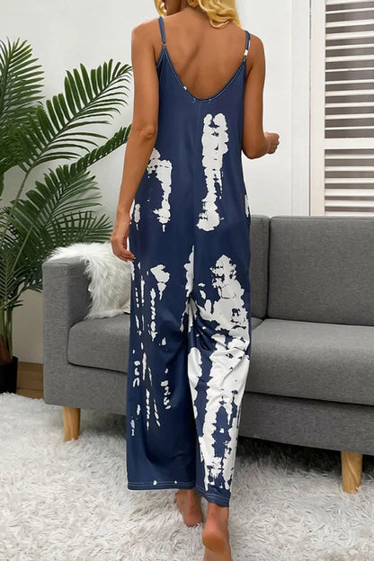 Tie-Dye Spaghetti Strap Jumpsuit with Pockets - Image #27