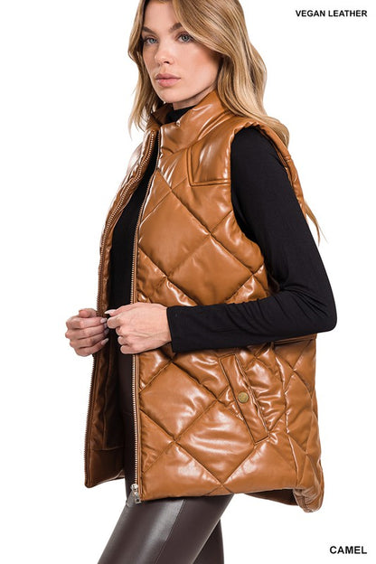 Vegan Leather Puffer Vest