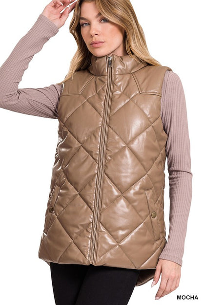 Vegan Leather Puffer Vest