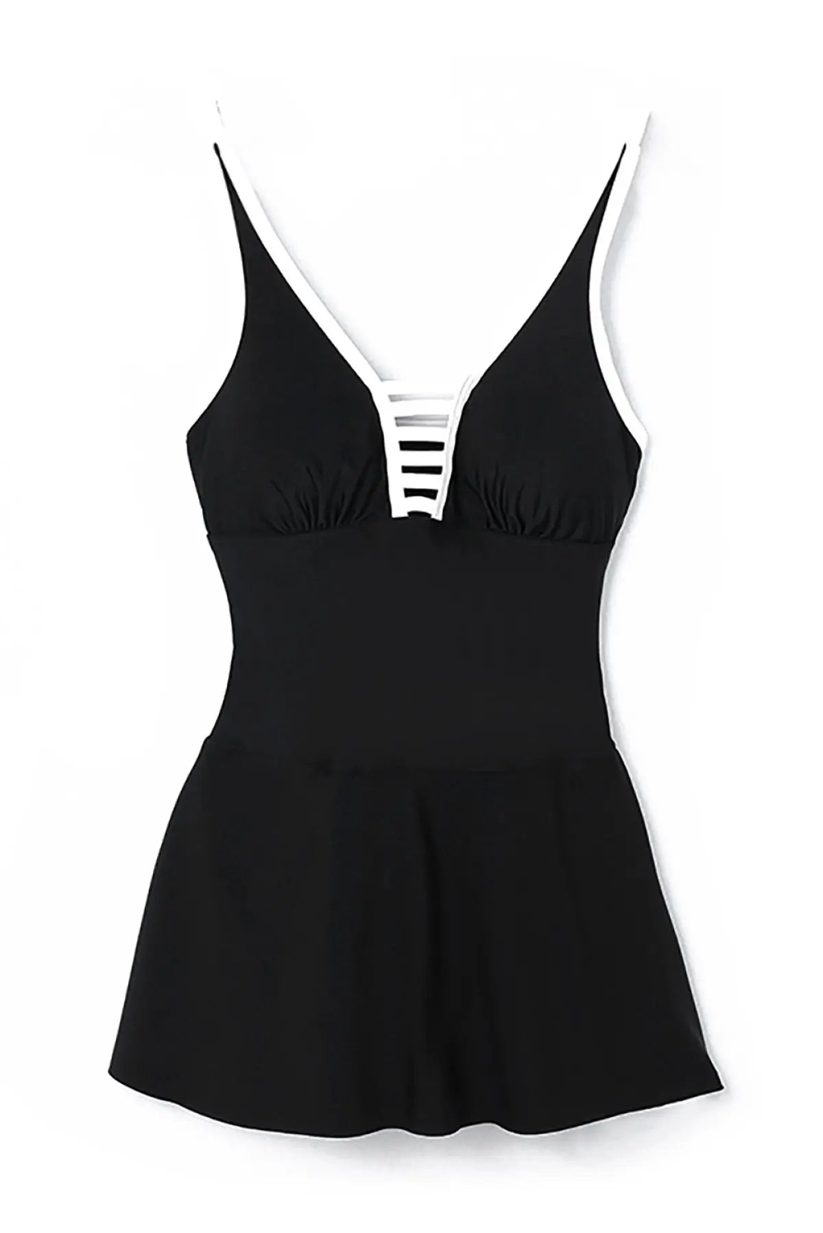 Strappy V Neck Side Split One-Piece Swimdress - Image #5