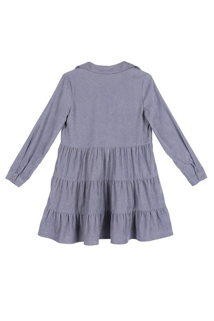 Corduroy tiered dress