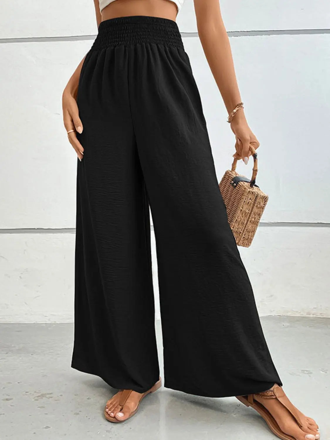 Wide Waistband Relax Fit Long Pants - Image #6