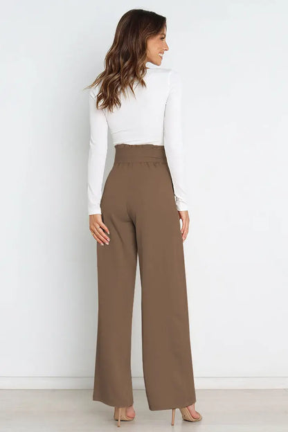 Tie Front Paperbag Wide Leg Pants - Image #24