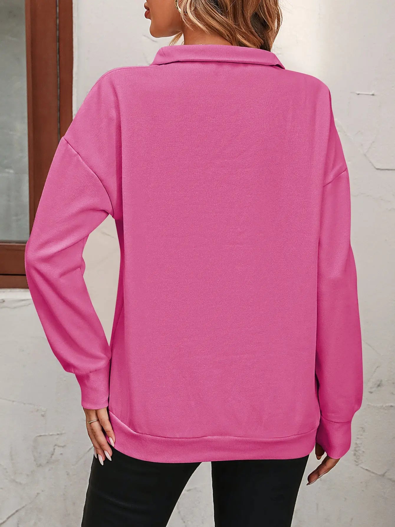 Zip-Up Dropped Shoulder Sweatshirt - Image #2