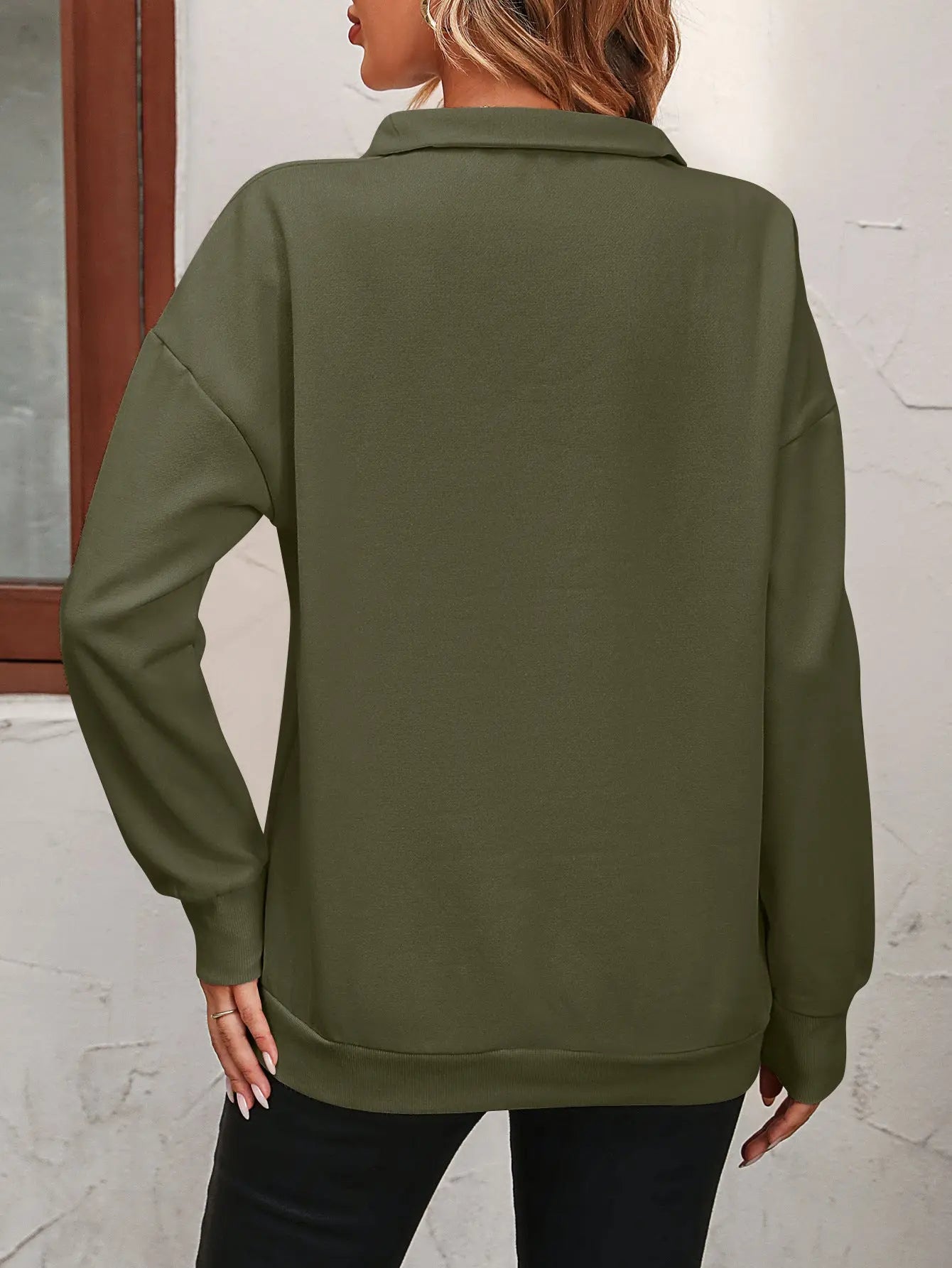 Zip-Up Dropped Shoulder Sweatshirt - Image #20