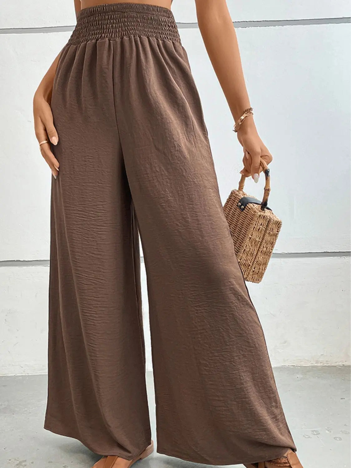 Wide Waistband Relax Fit Long Pants - Image #1