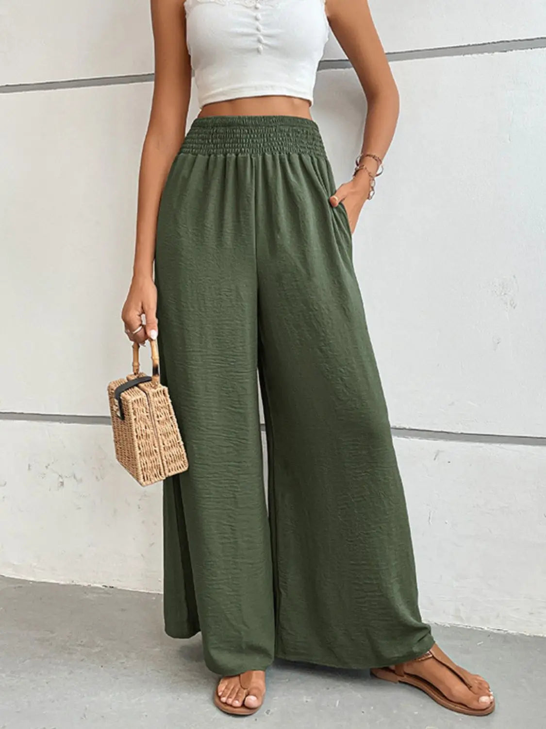 Wide Waistband Relax Fit Long Pants - Image #14