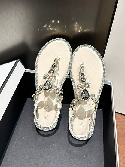 Bohemian Flip-Toe Rhinestone Sandals Women's Summer 2024