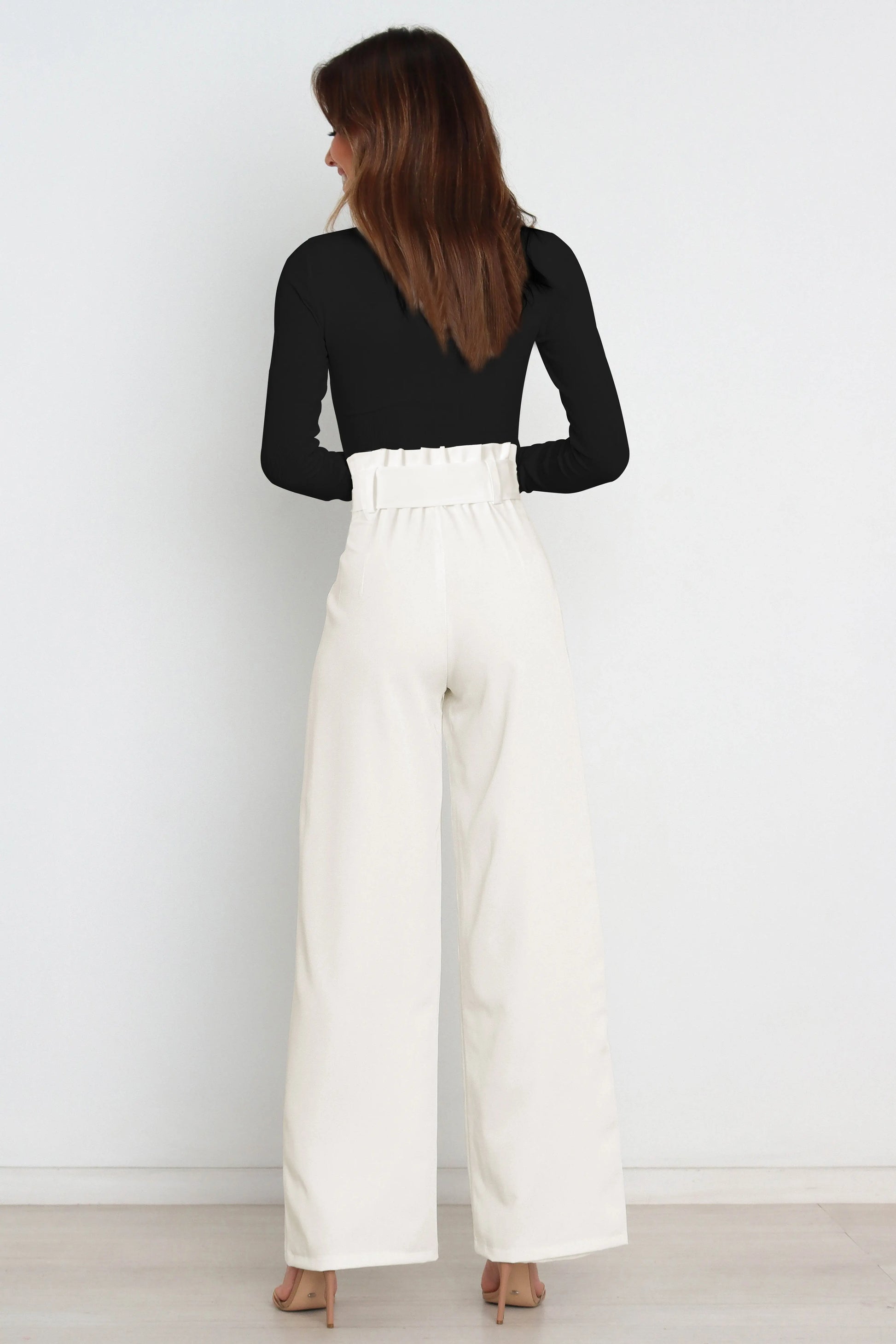 Tie Front Paperbag Wide Leg Pants - Image #17