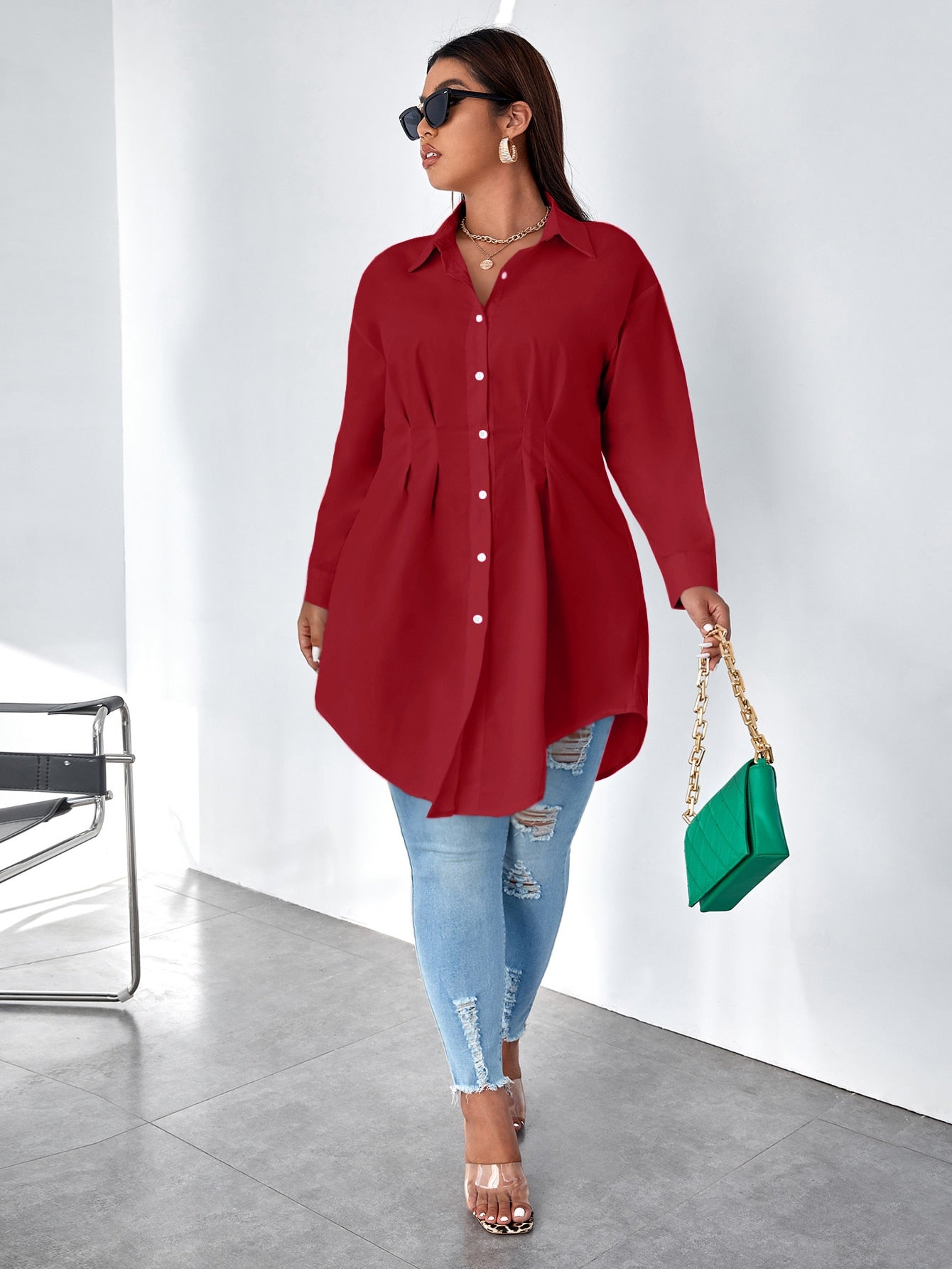 Unity Plus Plicated Detail Drop Shoulder Shirt