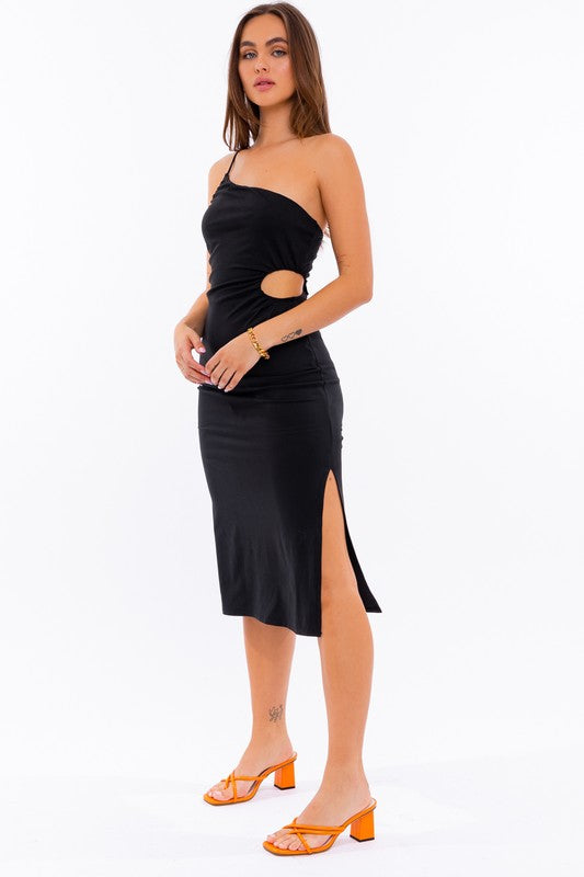 ONE SHOULDER MIDI DRESS