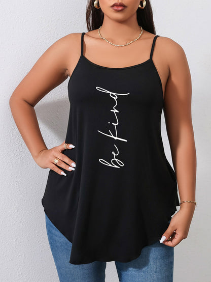 Plus Slogan Graphic Cami Top