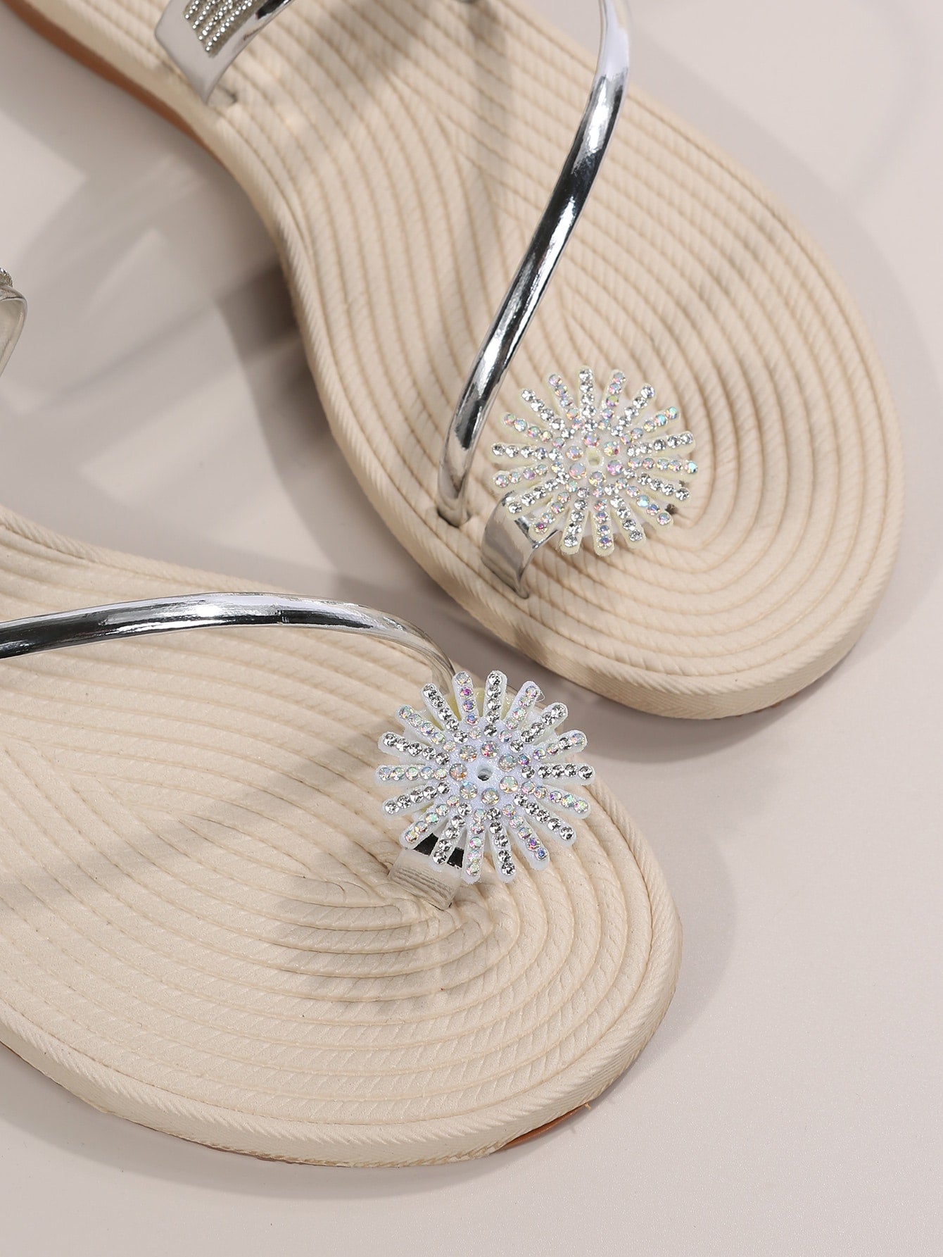 Gold Rhinestone Thong Sandals