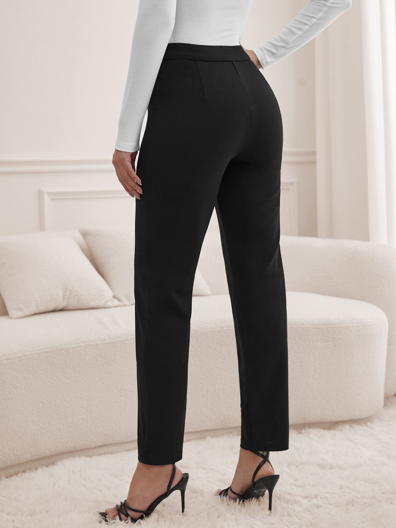 Frenchy High Waist Button Detail Pants