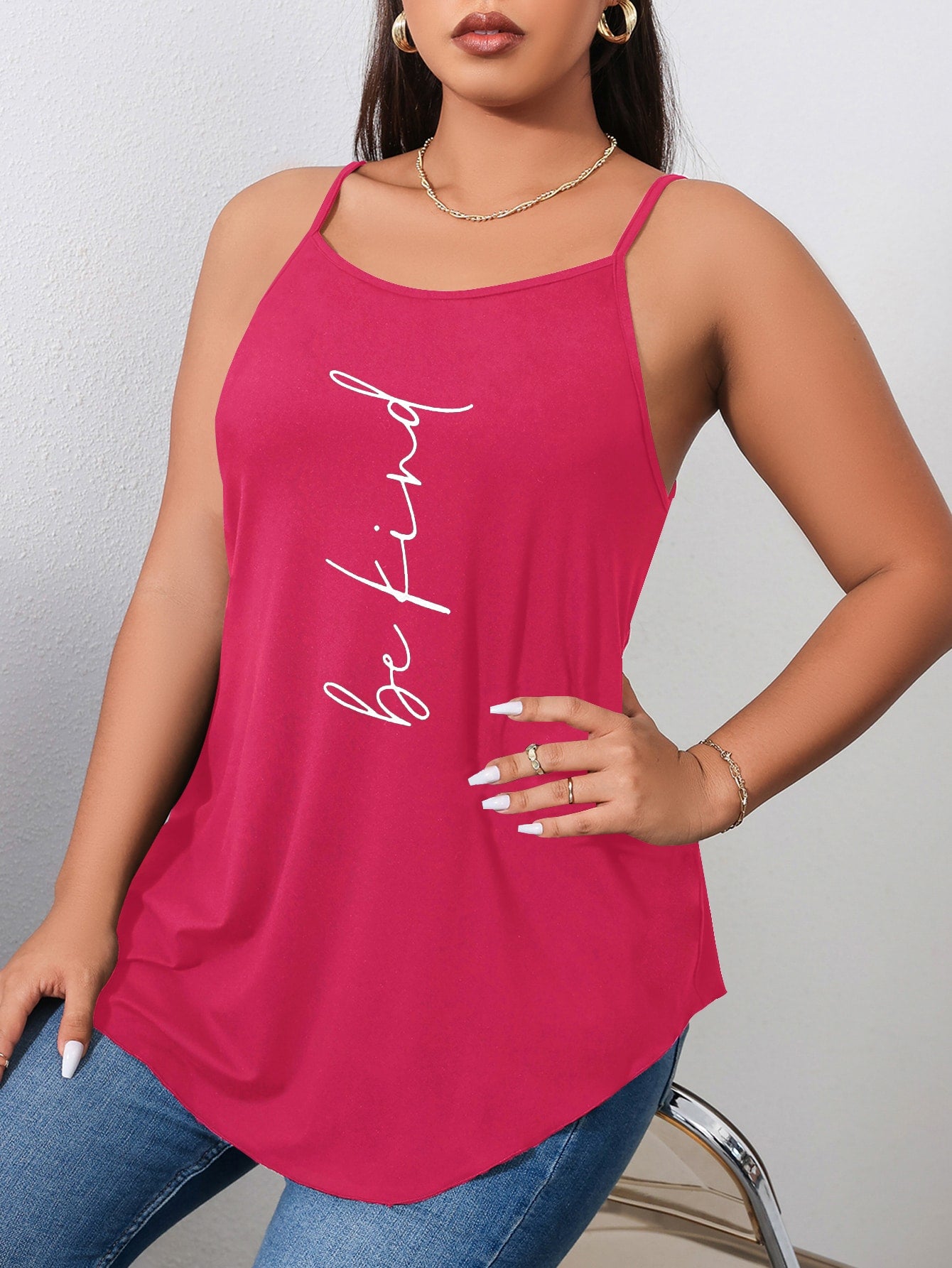 Plus Slogan Graphic Cami Top