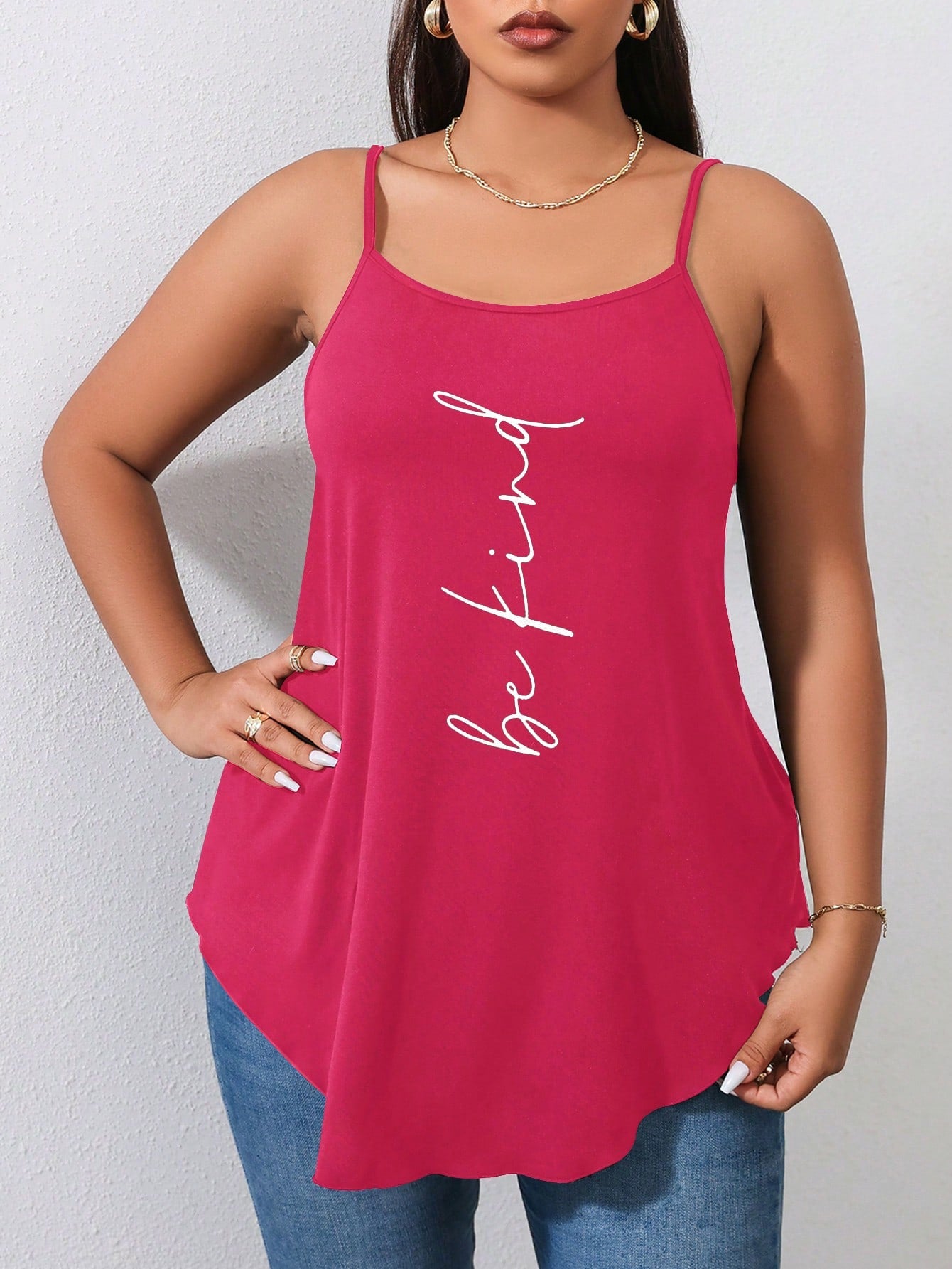 Plus Slogan Graphic Cami Top