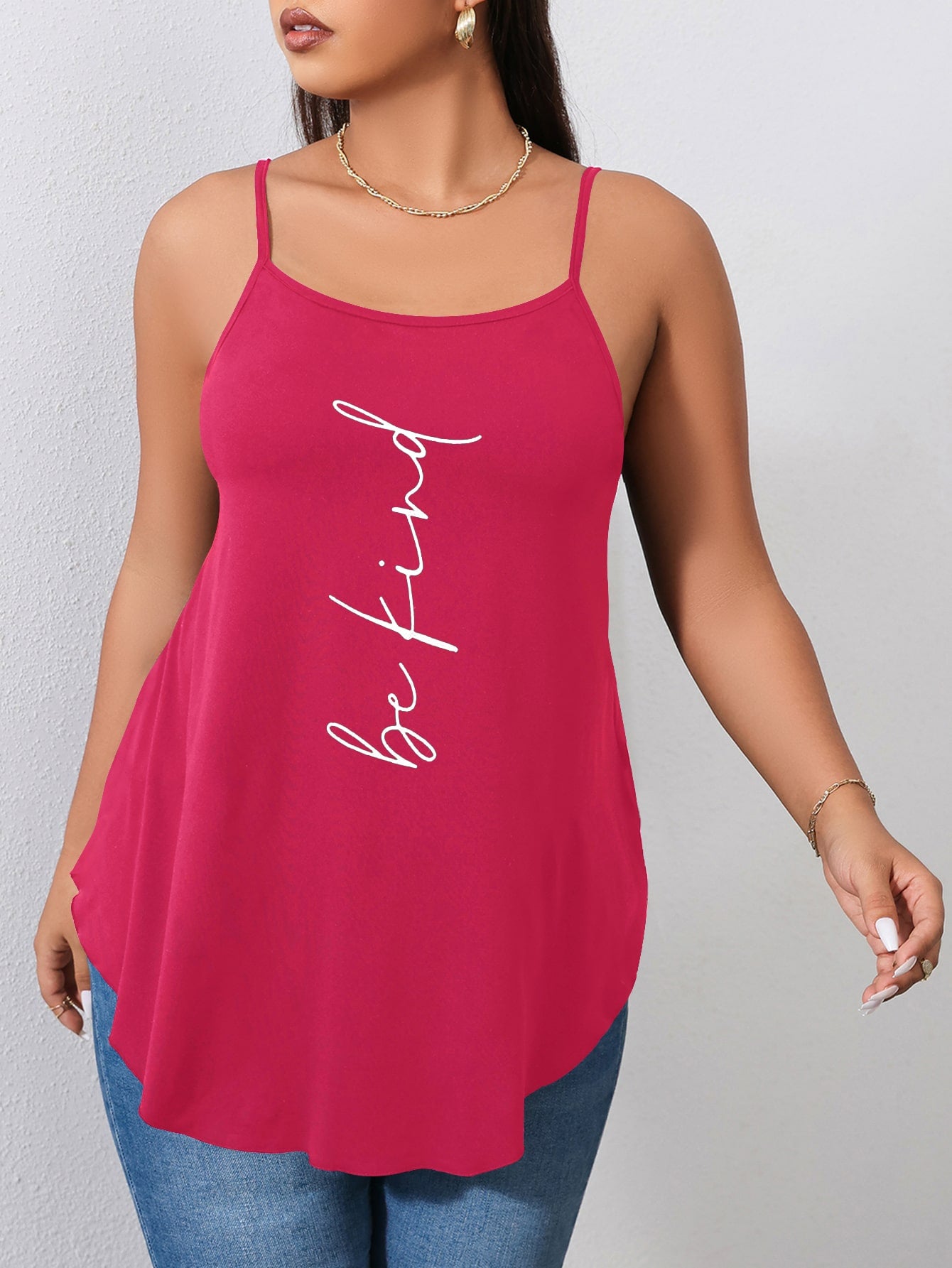 Plus Slogan Graphic Cami Top