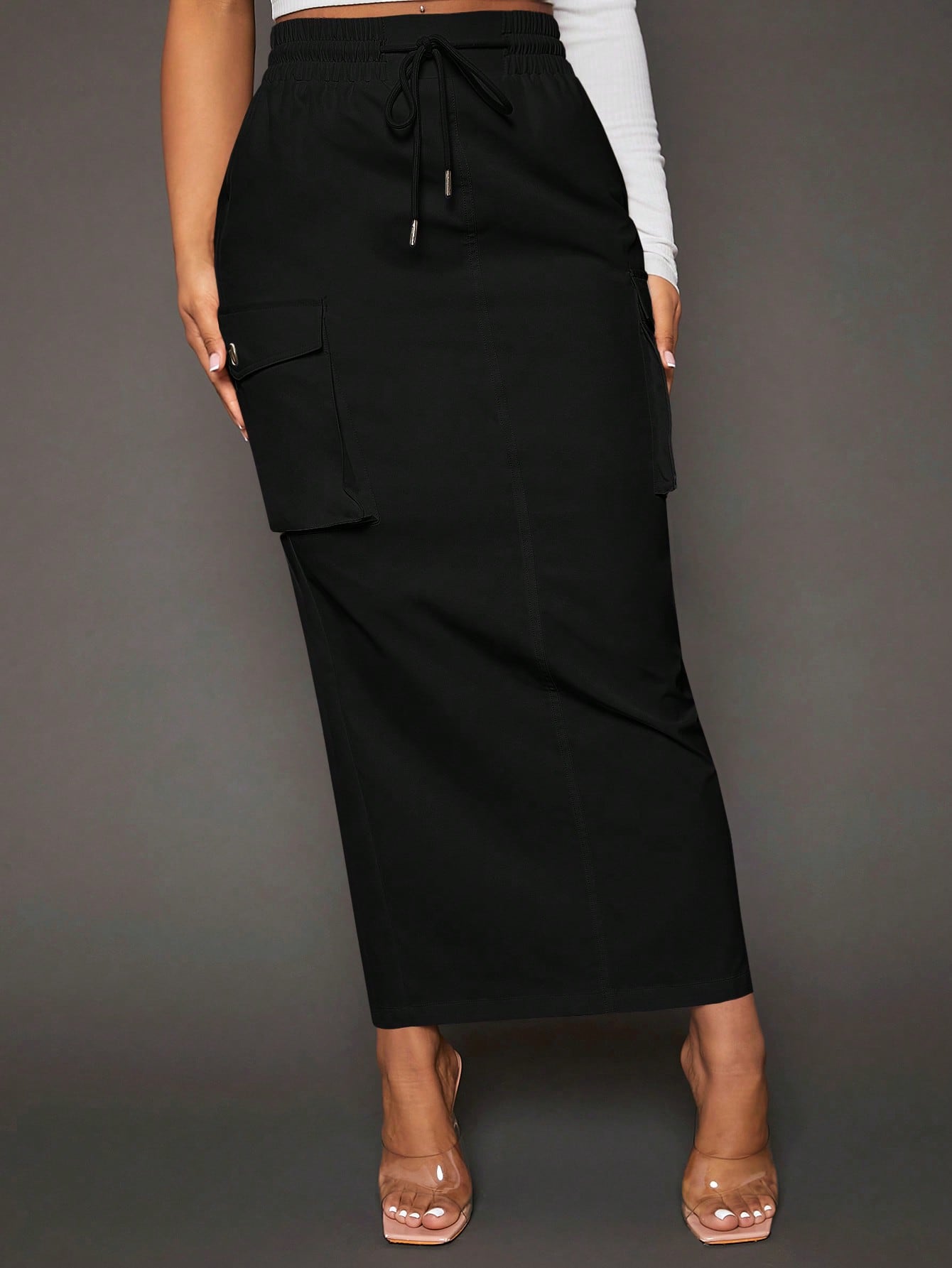 Flap Pocket Side-Drawstring Waist Cargo Skirt - Ultimate Style and Versatility for Every Occasion