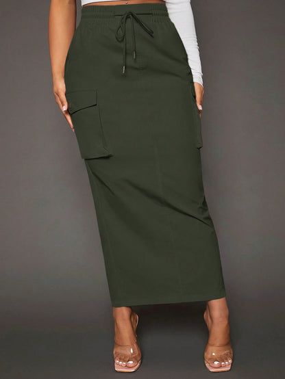 Flap Pocket Side-Drawstring Waist Cargo Skirt - Ultimate Style and Versatility for Every Occasion