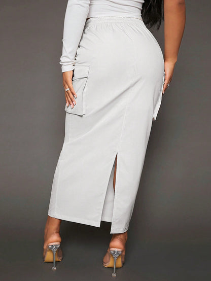 Flap Pocket Side-Drawstring Waist Cargo Skirt - Ultimate Style and Versatility for Every Occasion