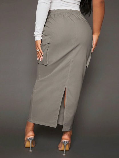 Flap Pocket Side-Drawstring Waist Cargo Skirt - Ultimate Style and Versatility for Every Occasion