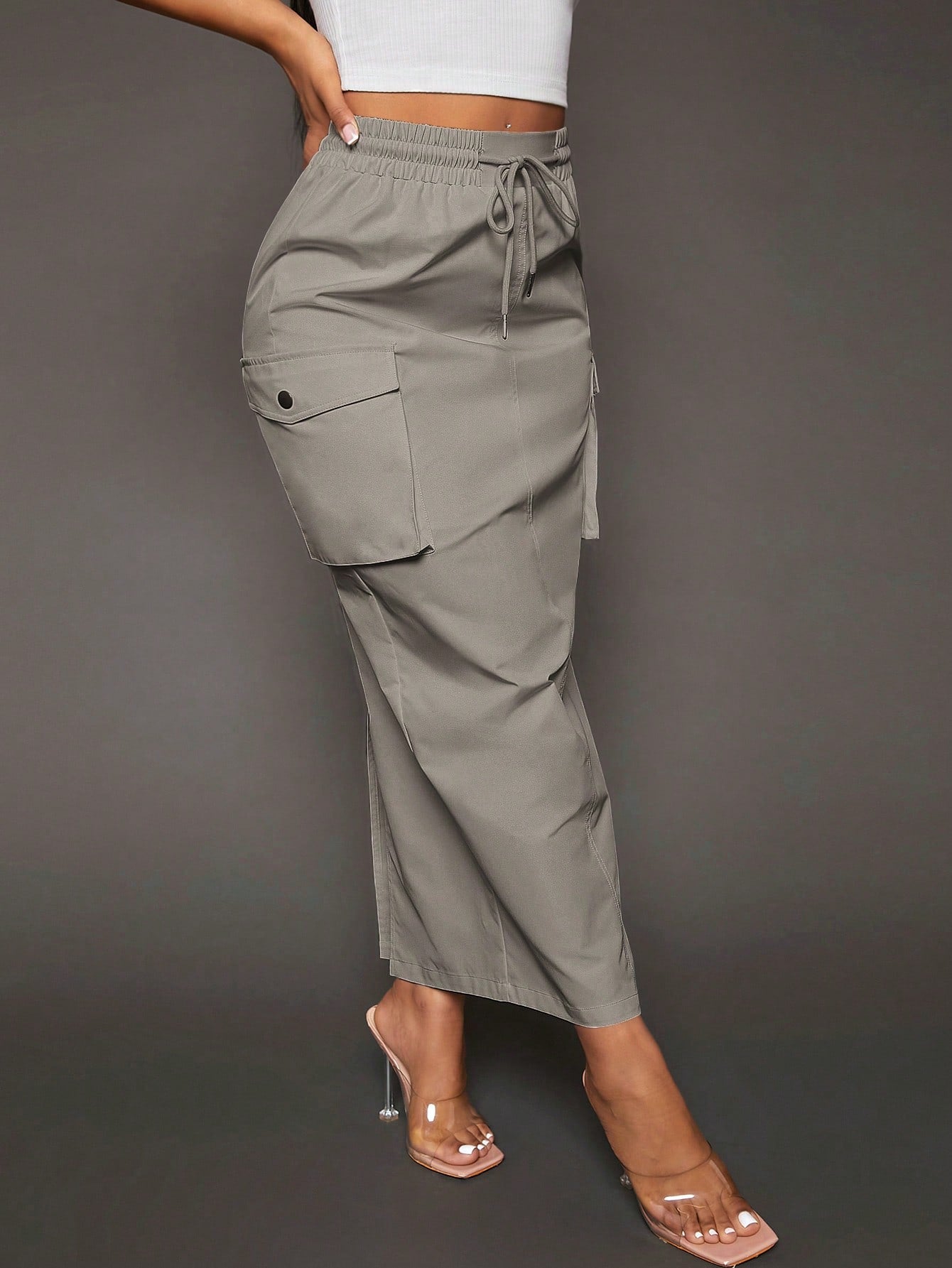 Flap Pocket Side-Drawstring Waist Cargo Skirt - Ultimate Style and Versatility for Every Occasion