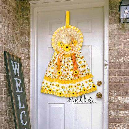 Thanksgiving Harvest Straw Hat Sunflowers Hanging Decoration