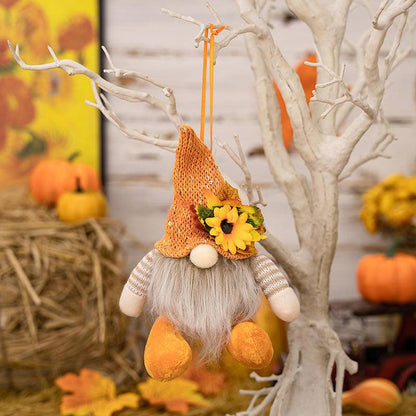 Thanksgiving Harvest Floral Striped Knit Gnome Ornament