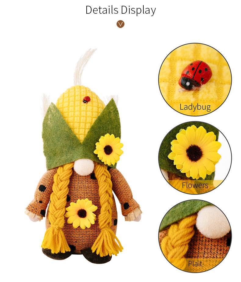 Thanksgiving Harvest Corn Hat Floral Gnome Ornaments