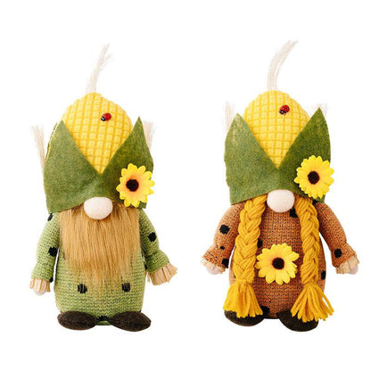 Thanksgiving Harvest Corn Hat Floral Gnome Ornaments