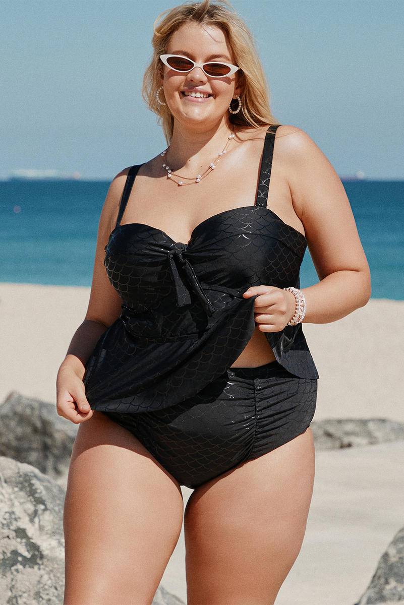 Plus Size Halter Neck Peplum Tankini