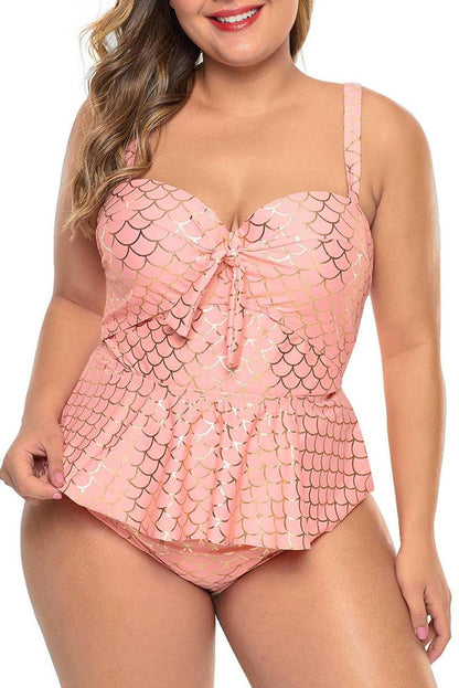 Plus Size Halter Neck Peplum Tankini