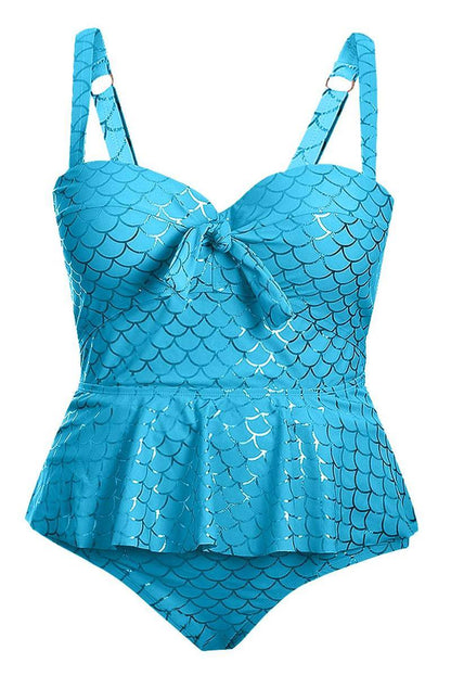 Plus Size Halter Neck Peplum Tankini