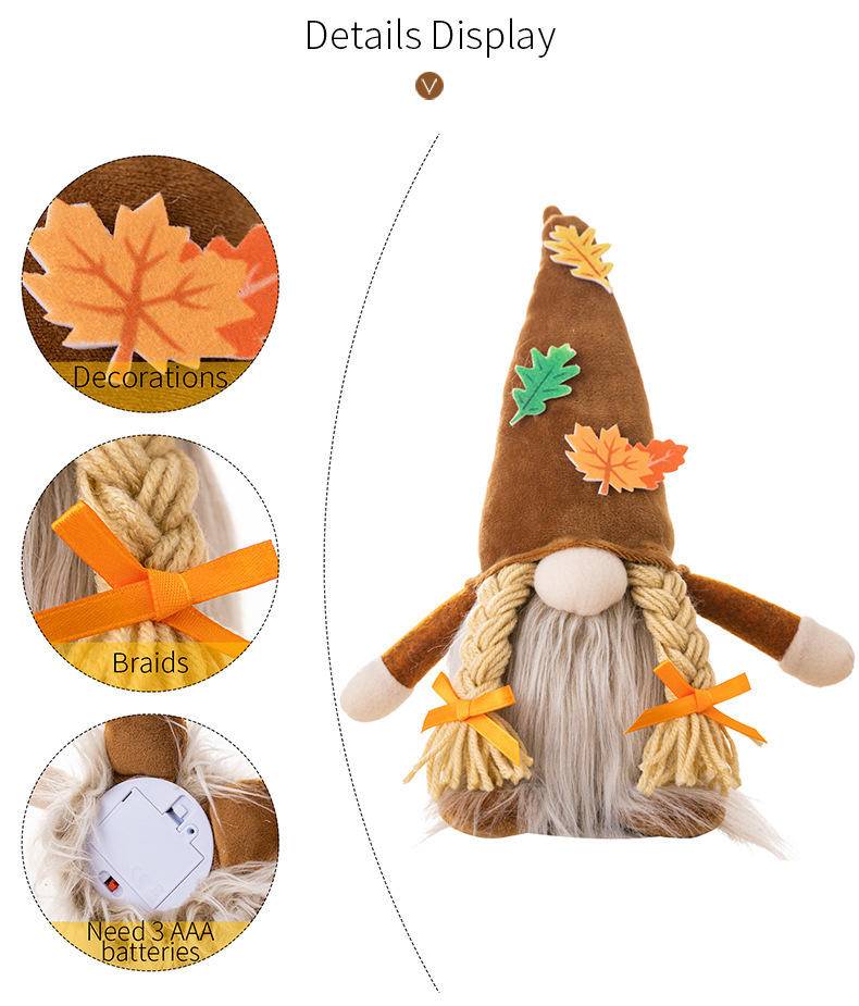 Thanksgiving Harvest Floral Luminous Gnome Ornament