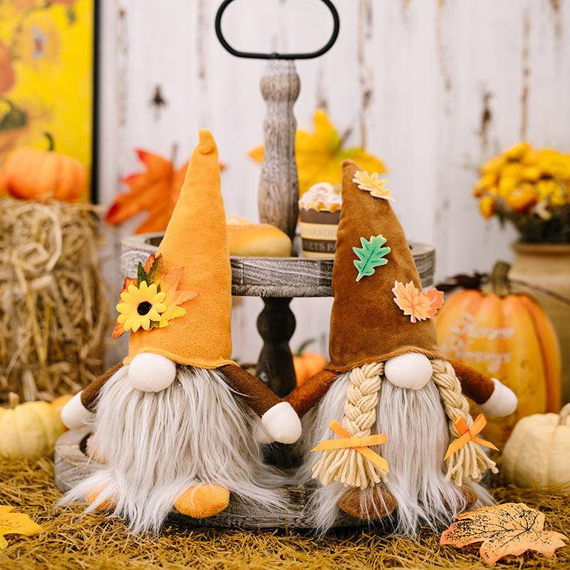 Thanksgiving Harvest Floral Luminous Gnome Ornament