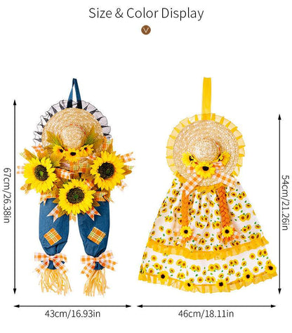 Thanksgiving Harvest Straw Hat Sunflowers Hanging Decoration