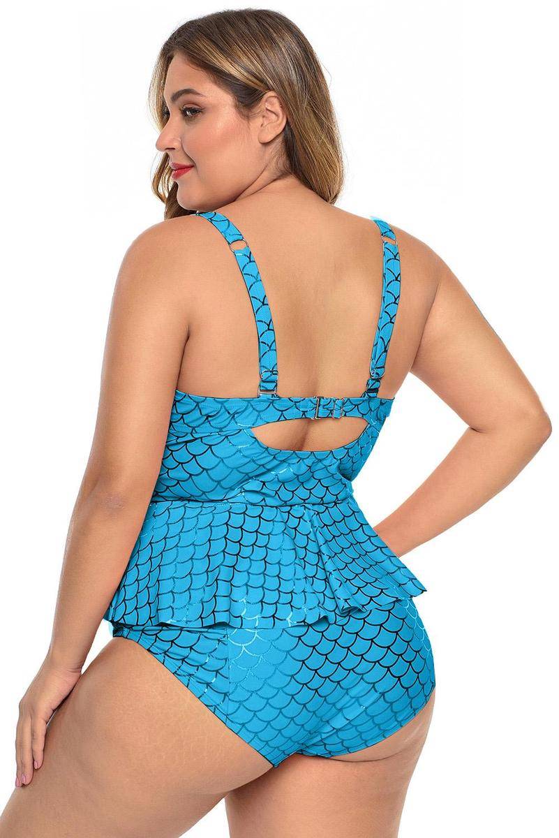 Plus Size Halter Neck Peplum Tankini